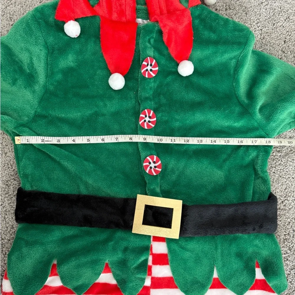 Halloween Costumes Elf Costume Jumpsuit Hooded Red Stripe Belt Junior XL‎